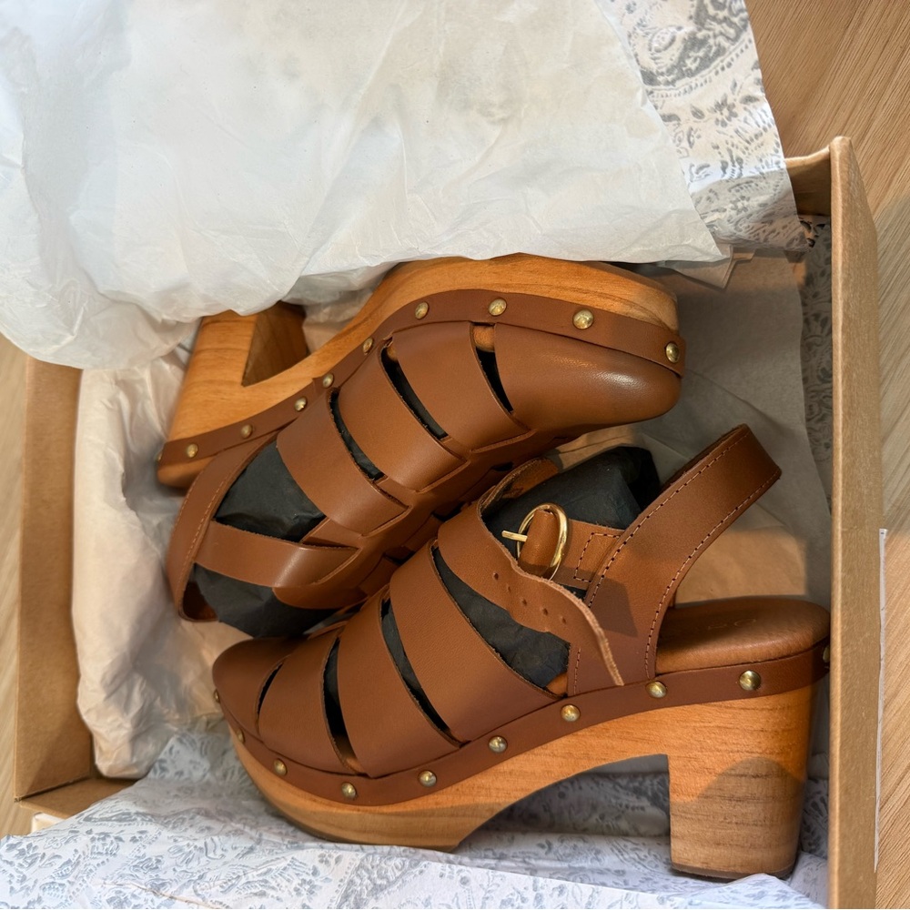 NEW - Anthropology Pilcro Brown Leather Fisherman Clog